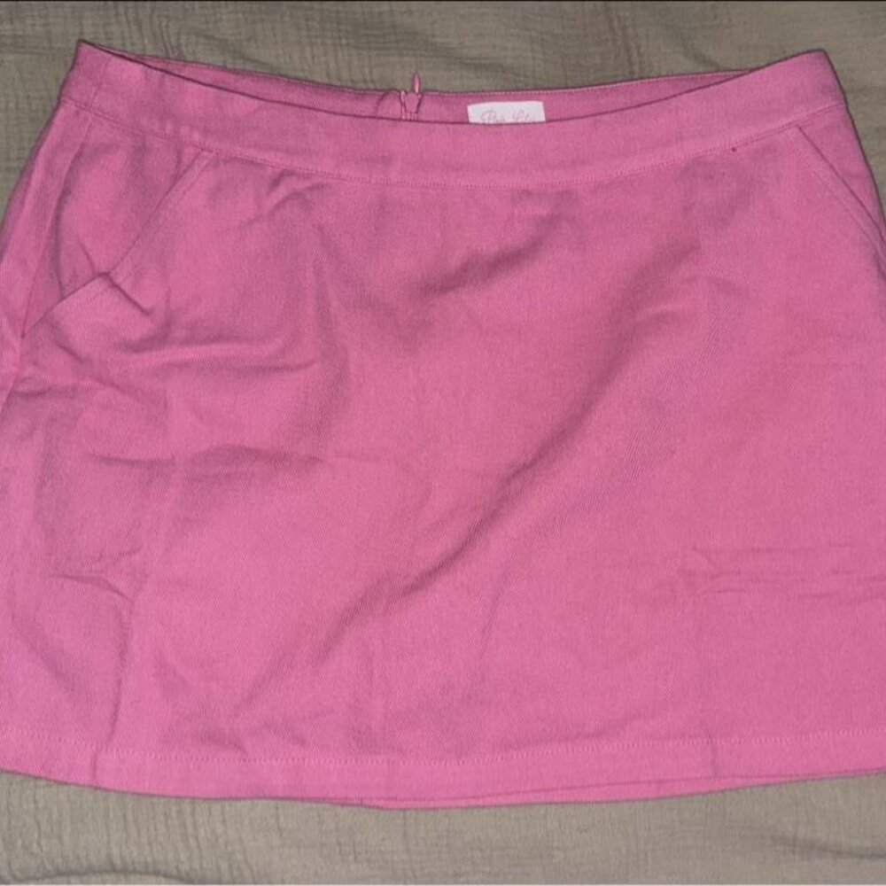 PINK LILY PINK DENIM SKORT - LARGE